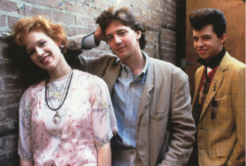 Still of Molly Ringwald, Andrew McCarthy, and Jon Cryer in Pretty in Pink.