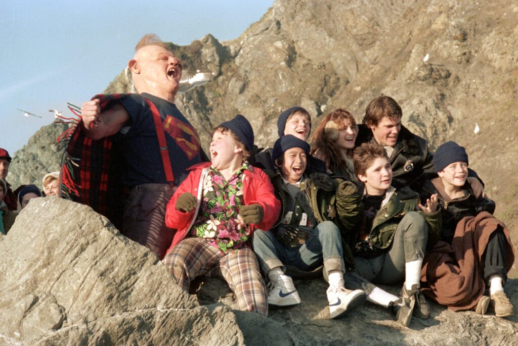 Sloth, Chunk, Mikey, Brandon, Mouth, Data, Andy, and Stef in The Goonies